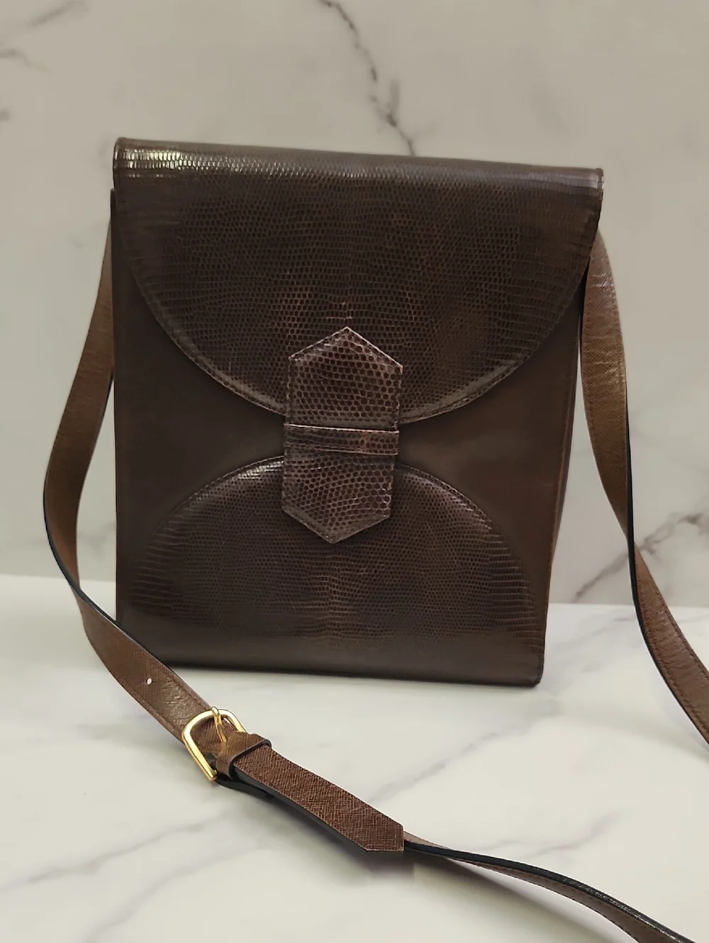 Authentic Vintage Brown Leather YSL 2-Way Bag With Digital COA